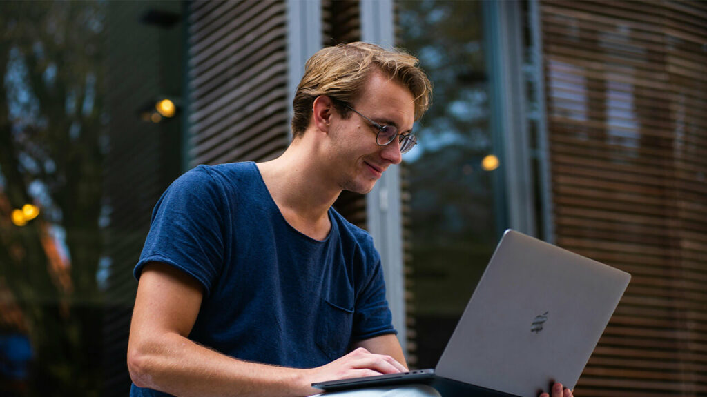 A man working on a computer